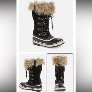 LN US 7 Joan Of Arctic II Black Suede Fur Lined Waterproof Winter Boots